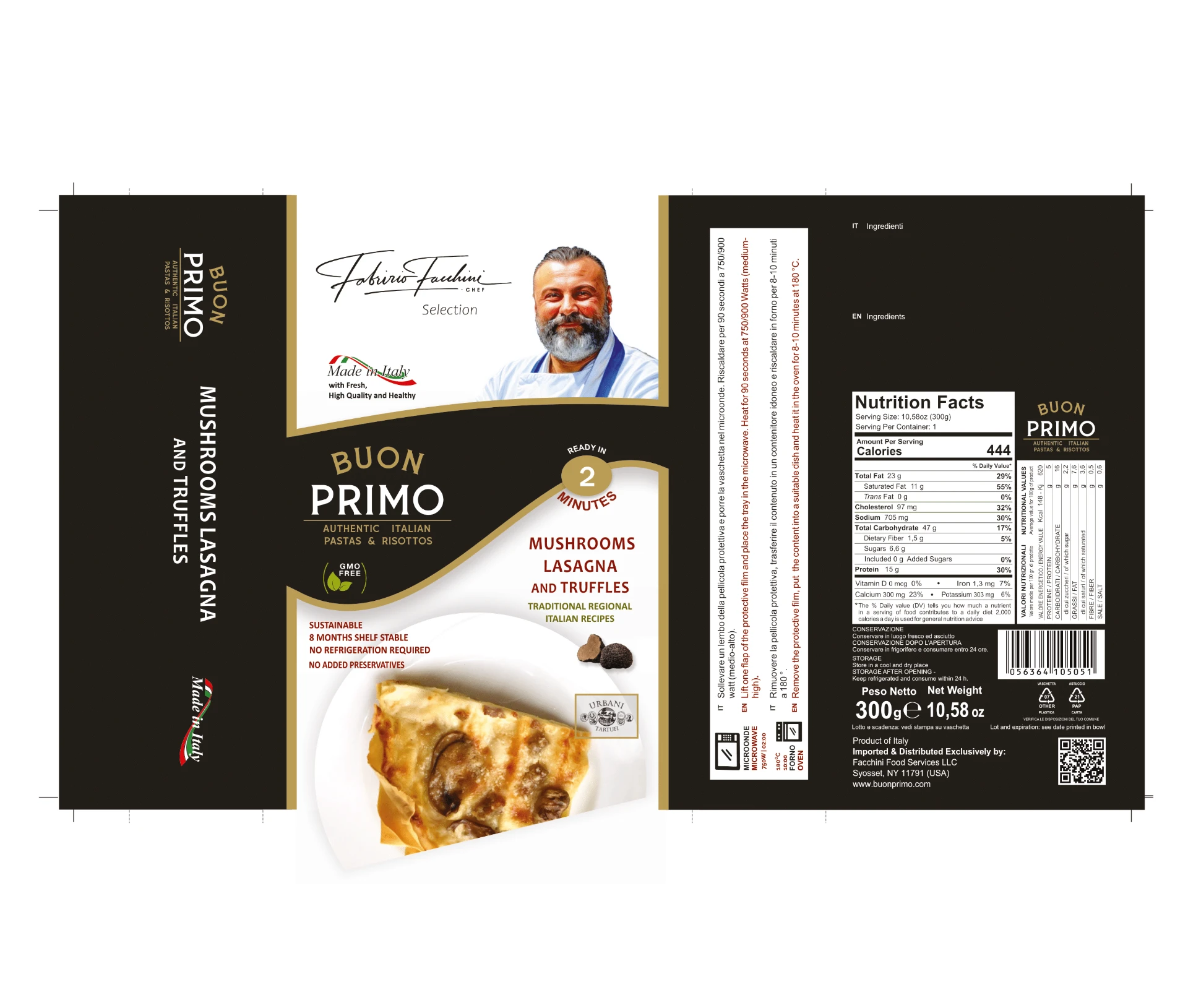 Truffle Lasagna official package front and back