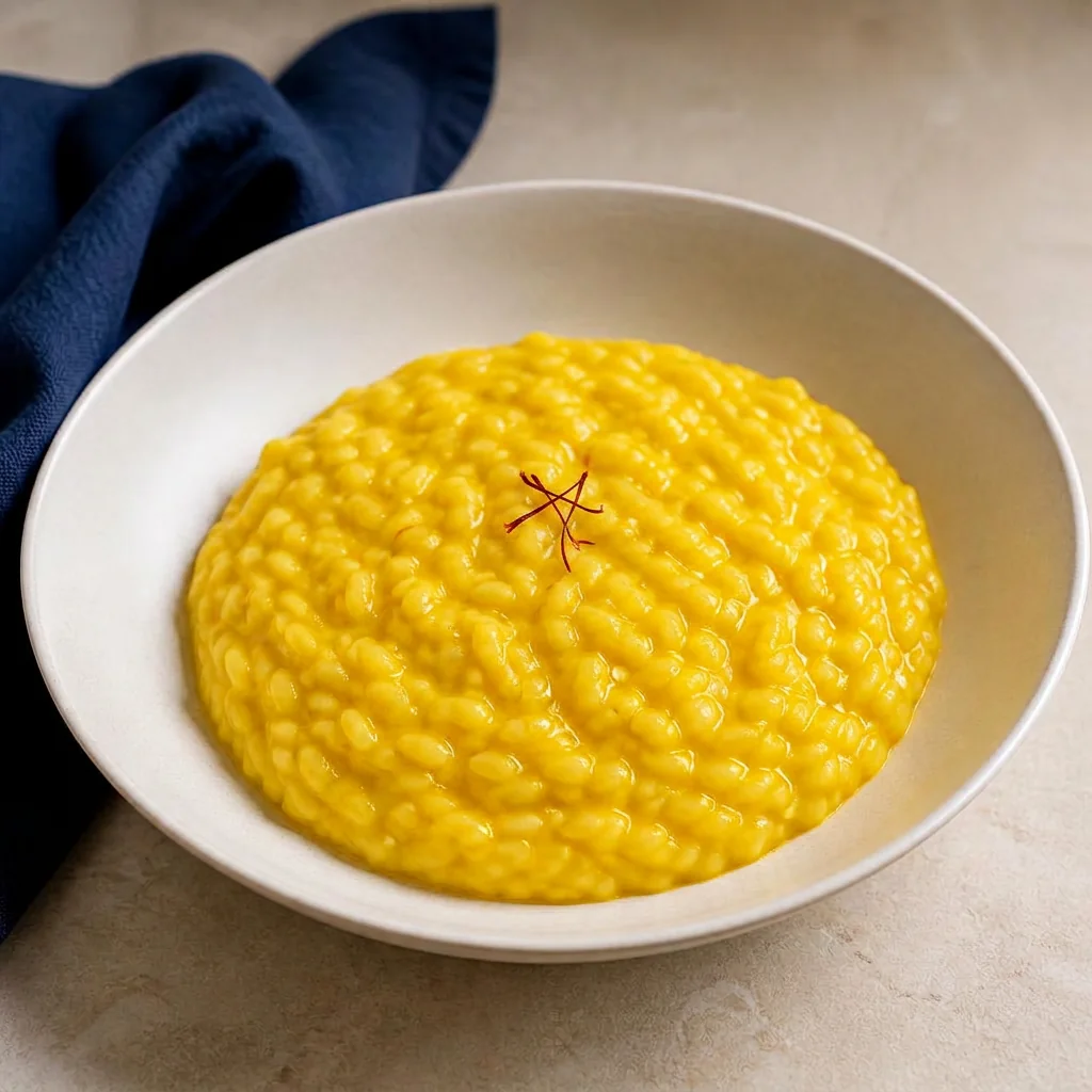 Golden Italian saffron risotto by Buon Primo