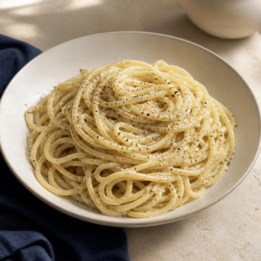 Spaghetti Cacio e Pepe with Pecorino and black pepper
